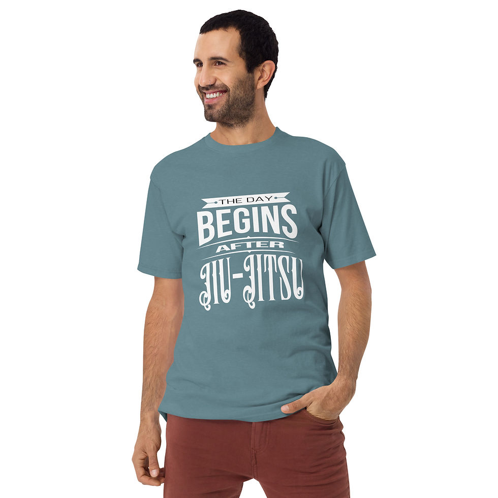 Thumbnail: The Day Begins After Jiu-Jitsu Men’s premium heavyweight tee