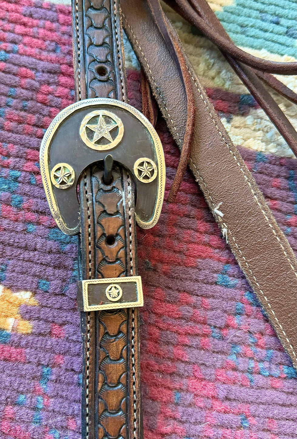 Thumbnail: Stamped Headstall with Sterling Buckles