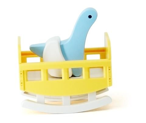 Thumbnail: Halftoys Baby Diplo - Australia - baby diplodocus dinosaur toy comes with a crib (side view)