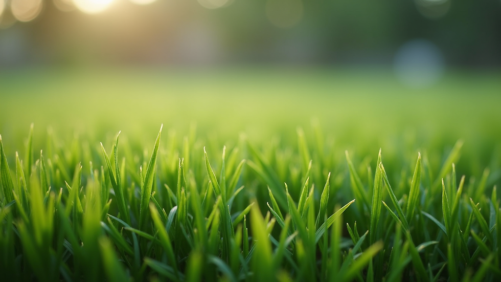 Close-up view of artificial grass fibres showing texture and quality