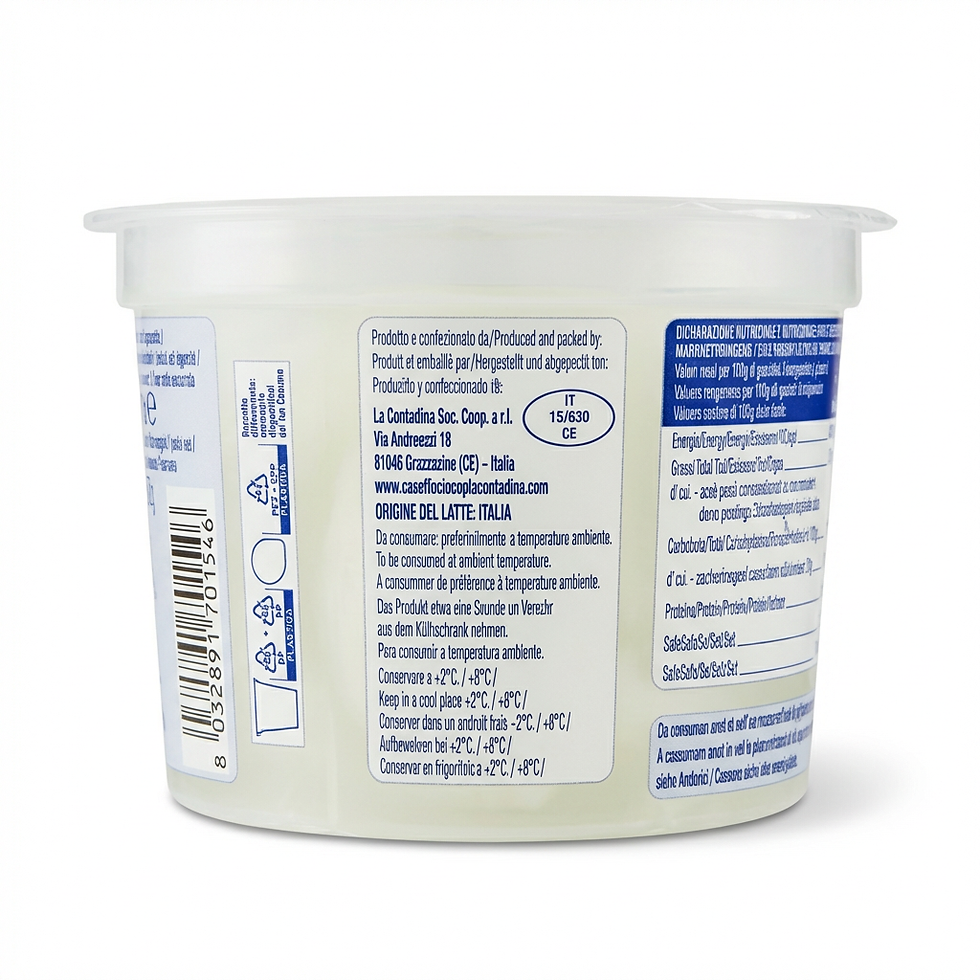 Fattorie Vittoria buffalo mozzarella tub – packaging and label detail