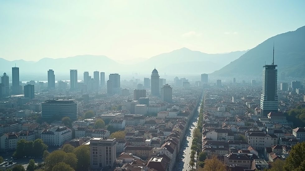 Vue panoramique de la ville de Lausanne avec ses bâtiments modernes