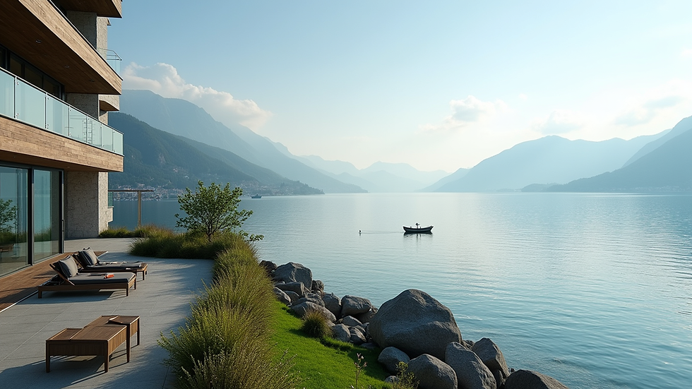 Vue panoramique sur le lac Léman et les appartements modernes à Lausanne