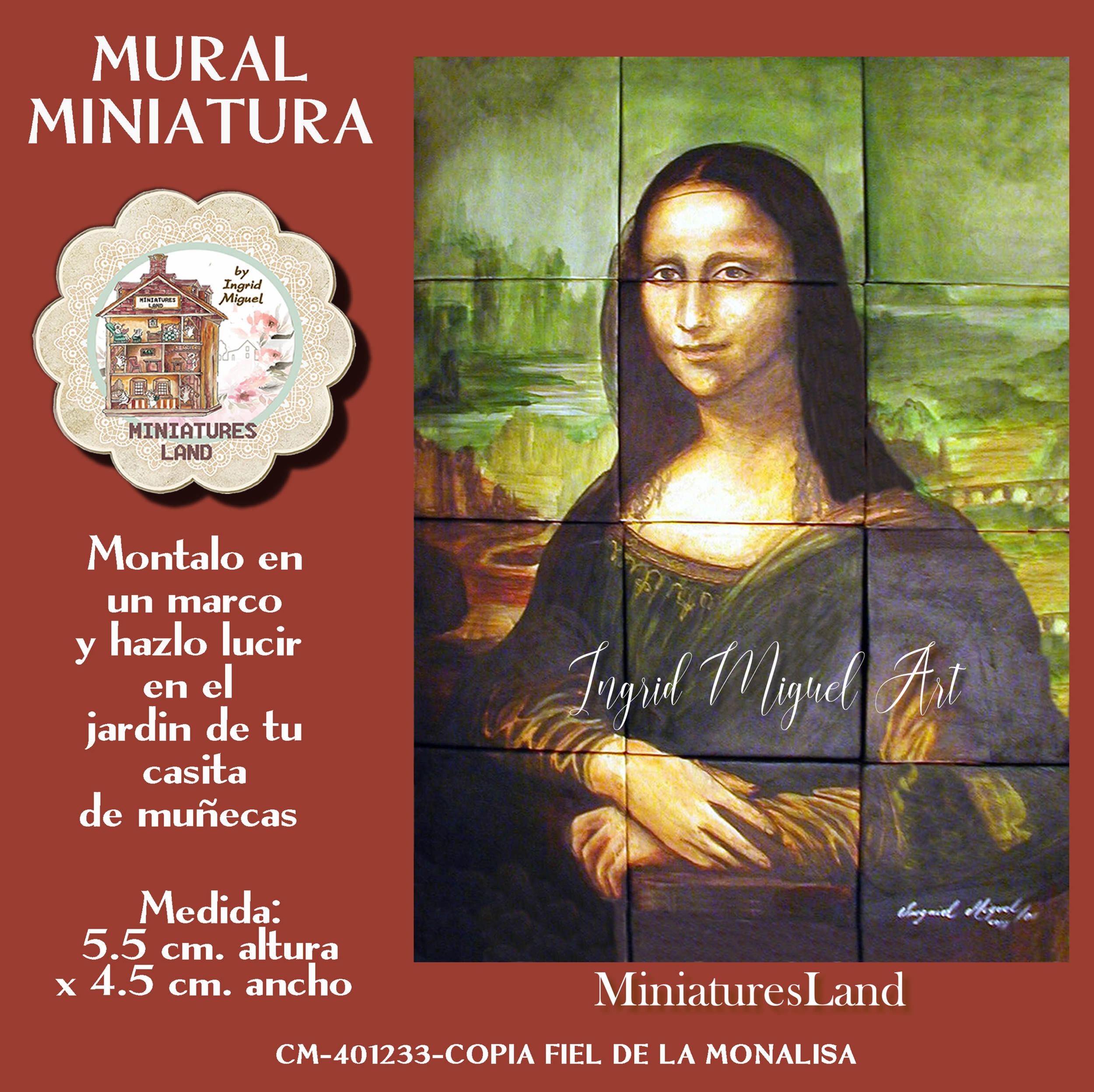 Mural La Monalisa en mosaicos /Cuadro decorativo/Miniatura/CM-401233