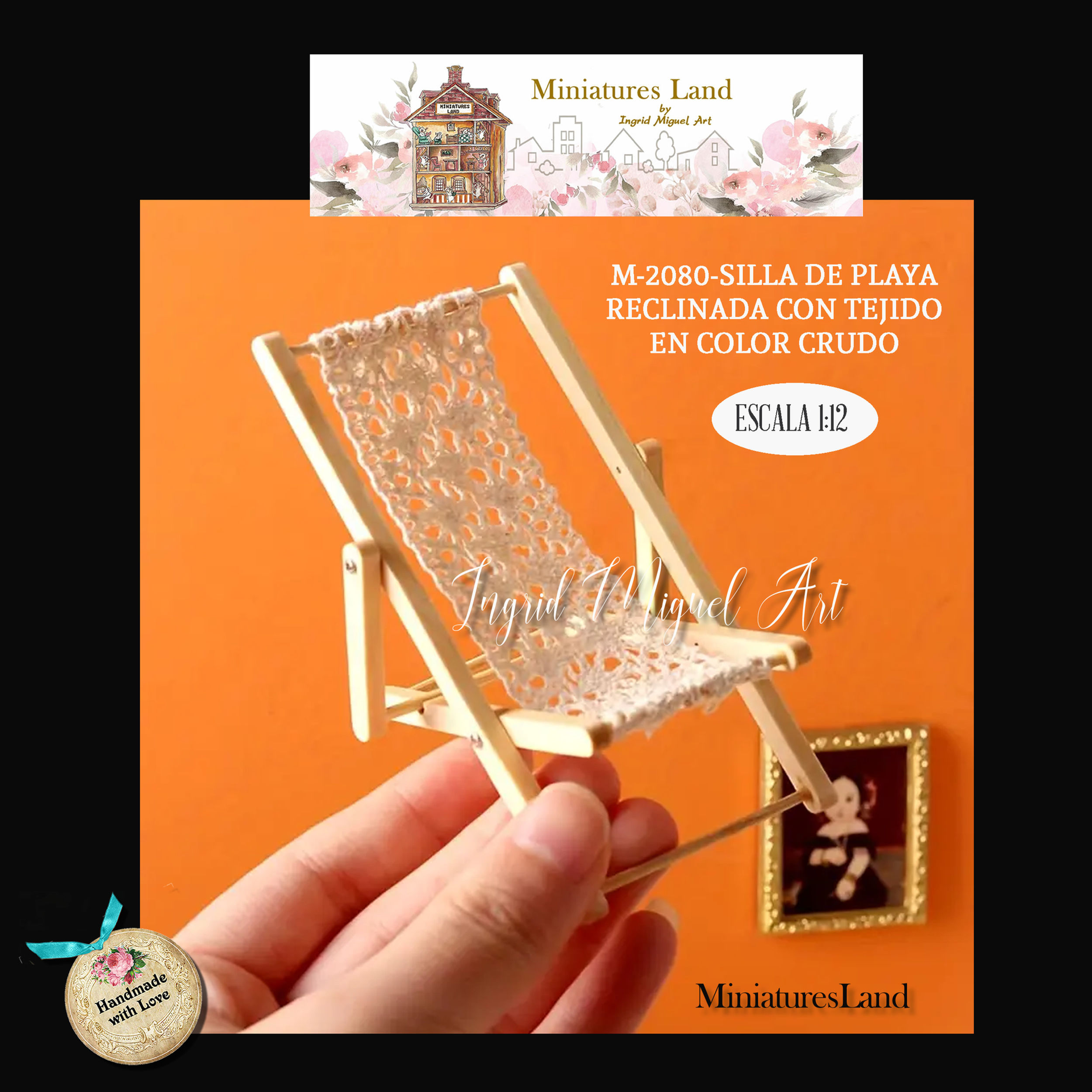 Silla reclinada tejida de madera, para jardin /Dollhouse/M-2080