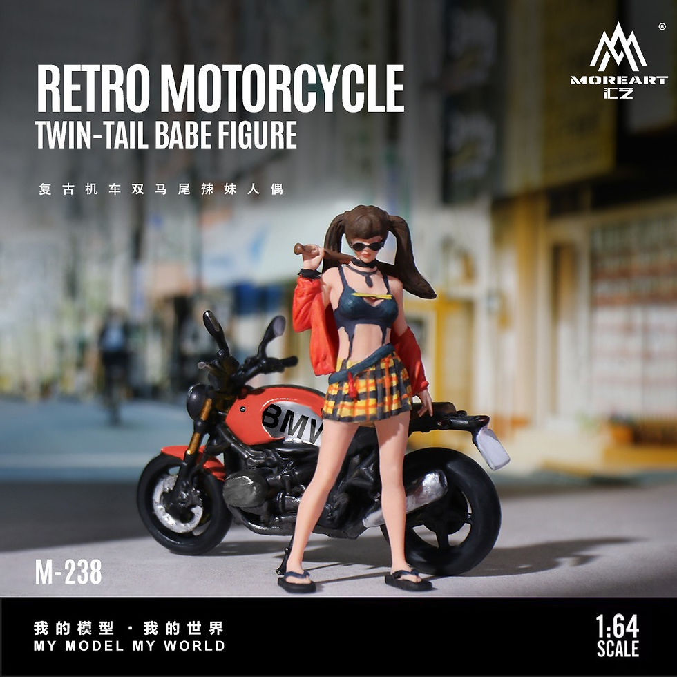 Thumbnail: Pre Order - MoreArt Retro Motorcycle Girl with Two Ponytails