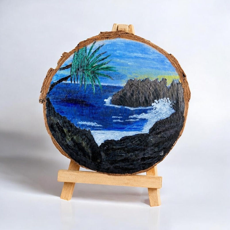 Petit tableau en bois, peint à la main- l'Ile intense.