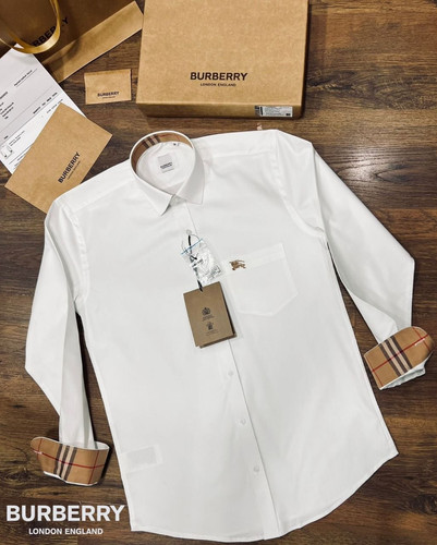 Cotton Shirt Burberry Long Sleeve White Shirt Burberry Plain