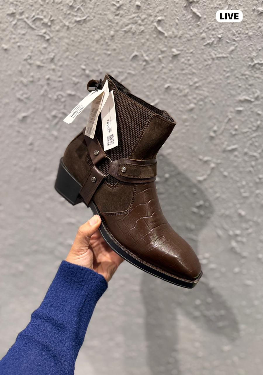 Thumbnail: Men's Zara Cowboy Designer Hightop Leather Shoes