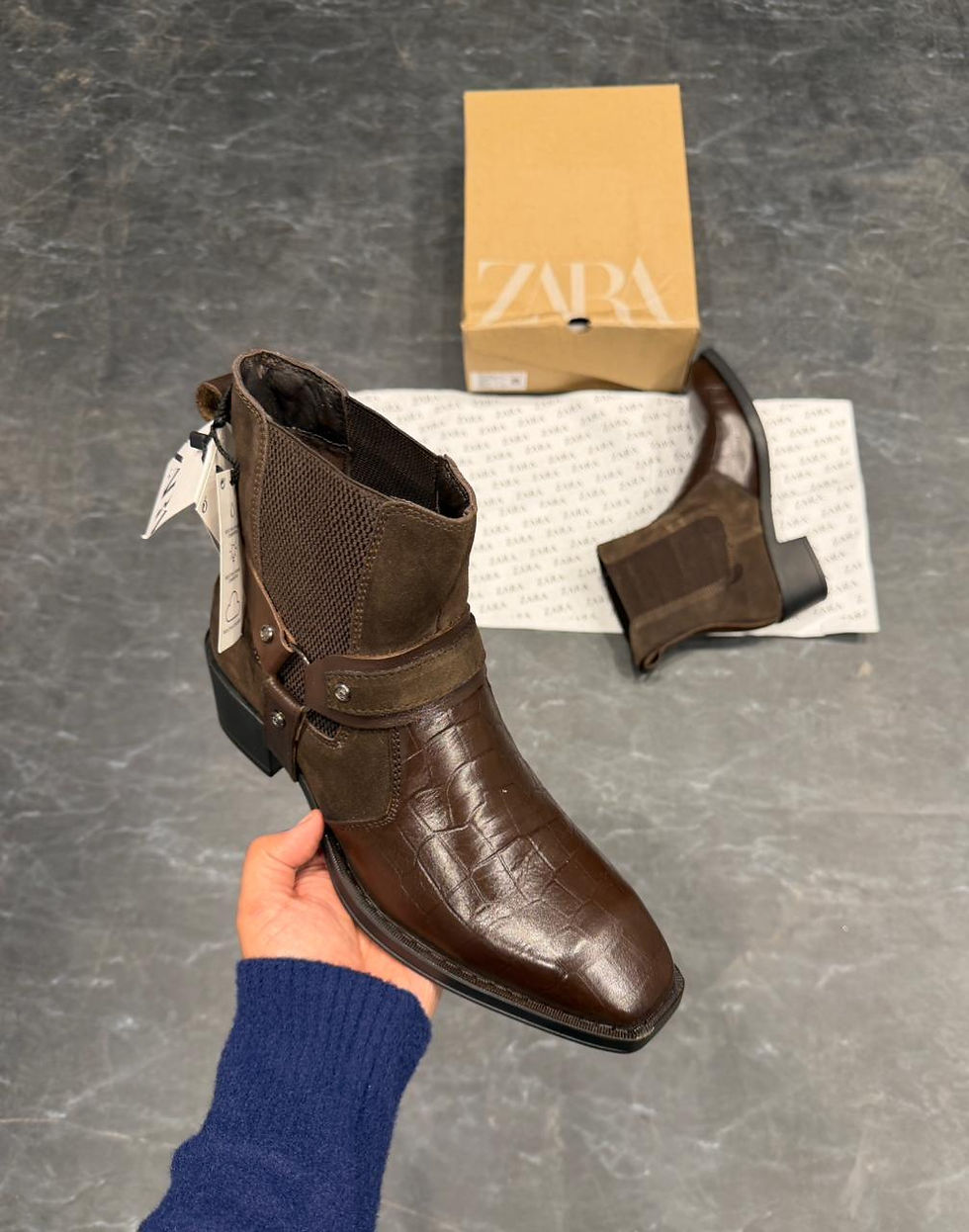 Thumbnail: Men's Zara Cowboy Designer Hightop Leather Shoes