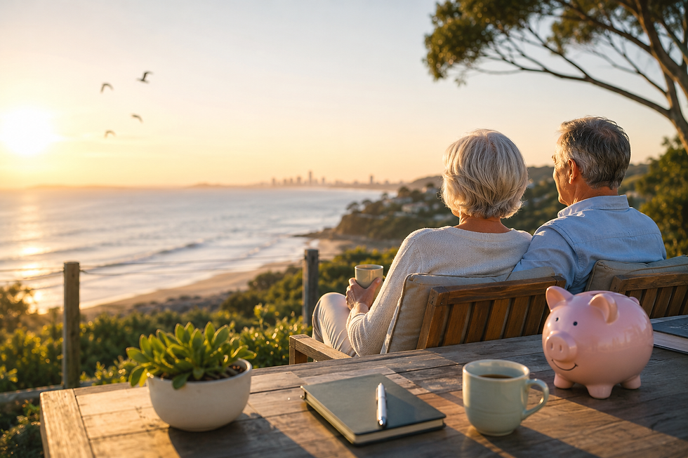 Couple discussing retirement planning with a financial adviser in Newcastle, reviewing superannuation balance and retirement income options