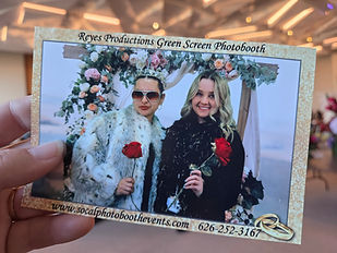 4x6 photo print at a wedding reception of a customized green screen photo booth