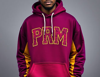 a photo of an urban clothing brand African American with PRM (positive role model)on custo