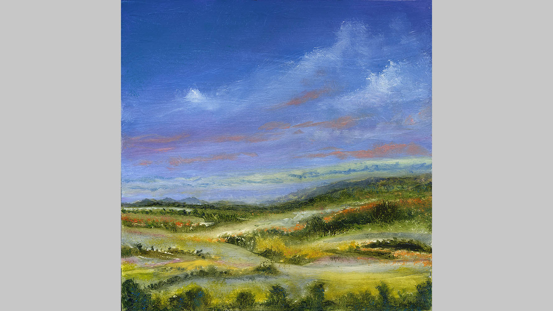 Coastal Hillside Grassy Colorful Tonalism Oil Painting Art