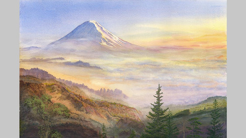 Mount Fuji Watercolor | DavidEbner