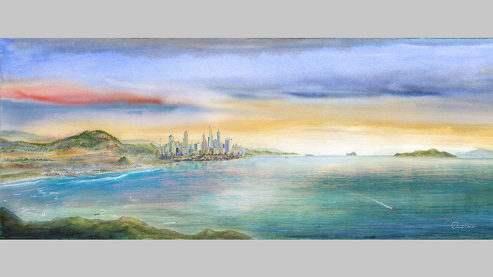 Ideal Favorite Destination Panoramic Watercolor Art Painting