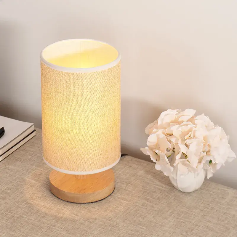 Thumbnail: Simple and modern Nordic bedroom bedside lamp wooden dimmable LED warm light cre