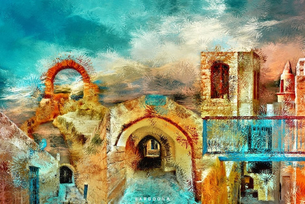 ציורי קשתות עתיקות בחוף הדייגים