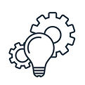 vector image of bulb with two gears behind it