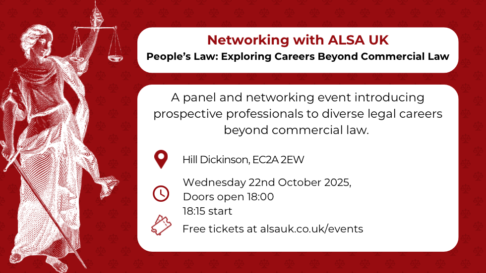 Networking with ALSA UK - People’s Law: Exploring Careers Beyond Commercial Law
