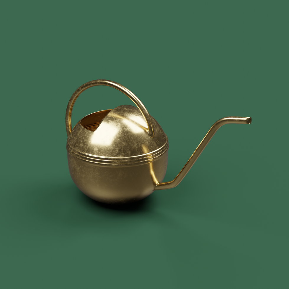 Bronze Watering Can Ribbed with Scratches