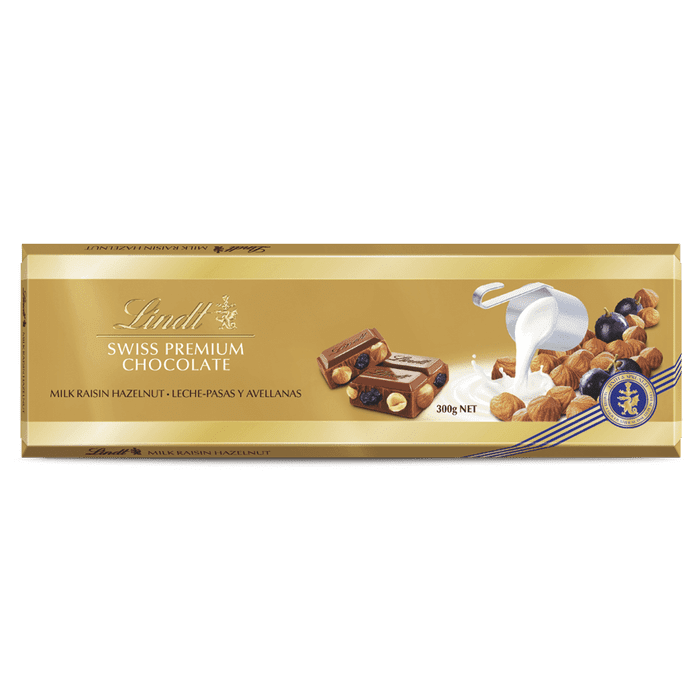 CHOCOLATE LINDT MILK RAISIN NUT/DARK 300GR