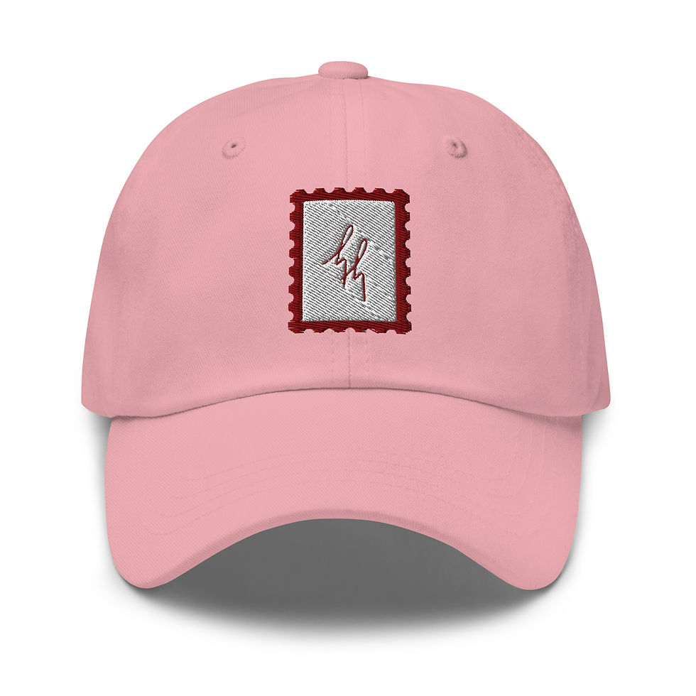 The Postman Stamp Dad Hat in Pink