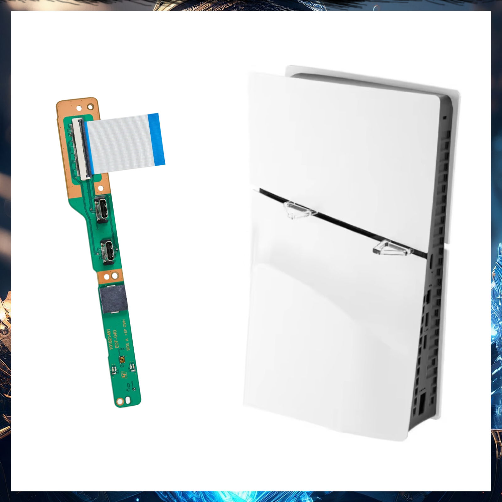 PS5 Slim USB C Power Button Port Board EDF-040 EDF-043 + 50 Pin Flex Cable