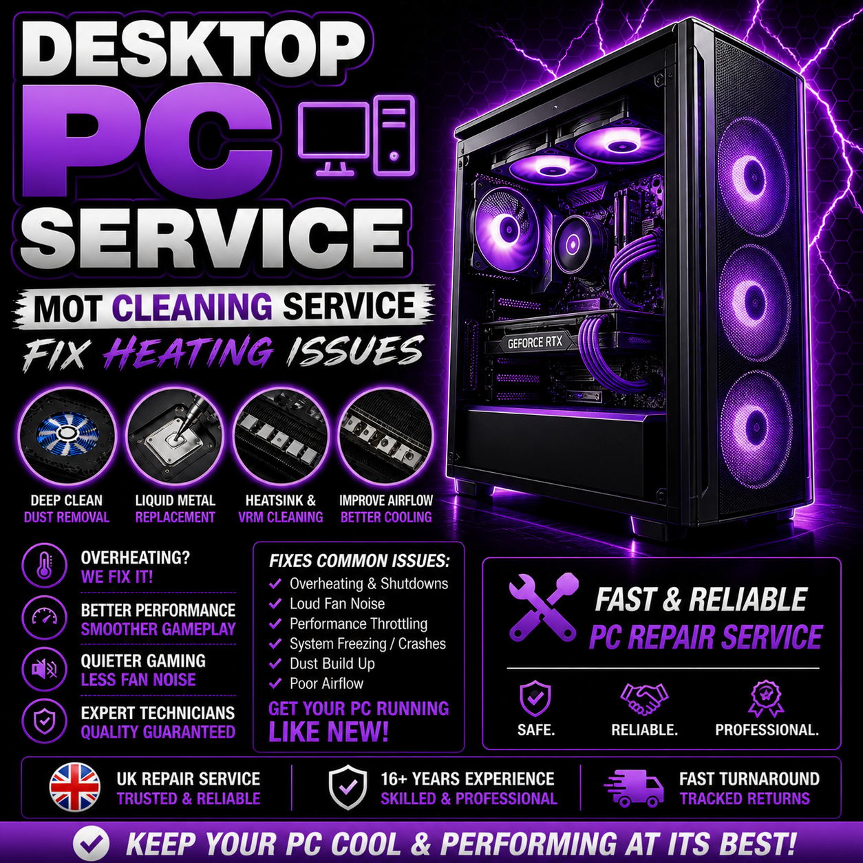 desktop pc mot and service poster