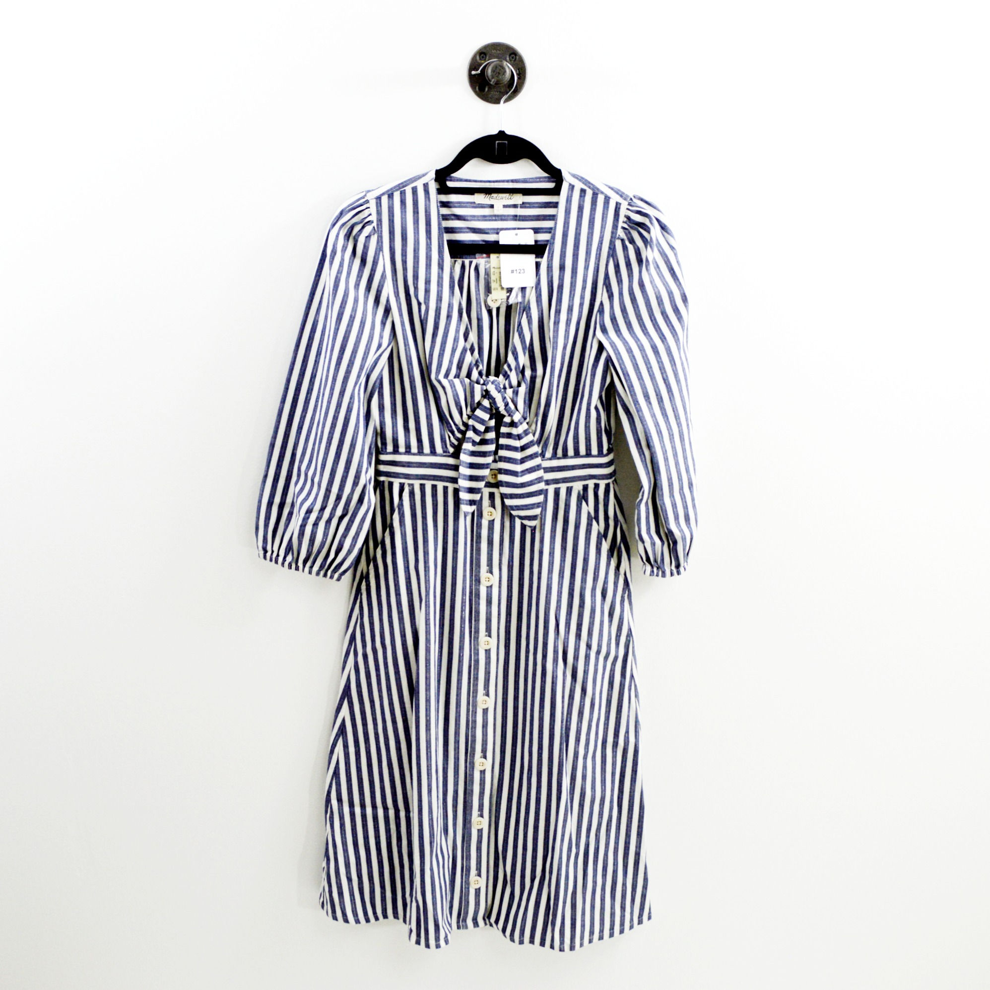 Madewell Striped Cut Out Waist Shirt Dress#123-1227