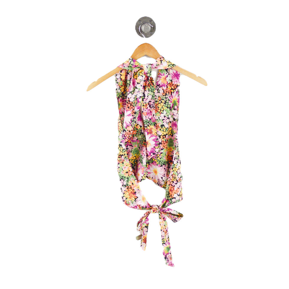 Thumbnail: H&M Criss cross/ Halter Neckline Floral Top #215-8