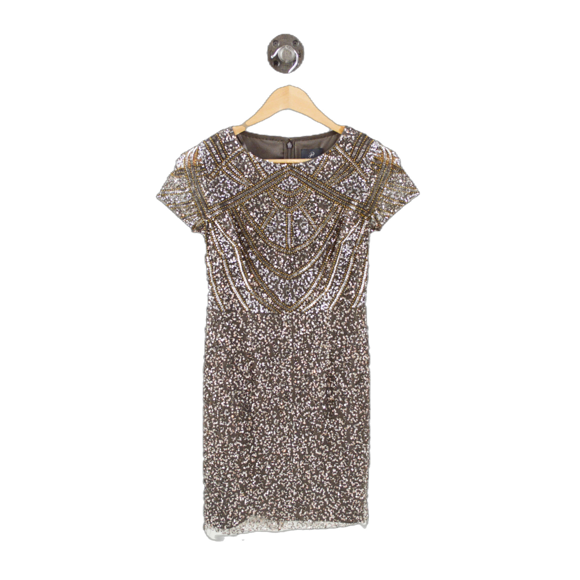 Adrianna Pappell short sleeve beaded dress #217-145