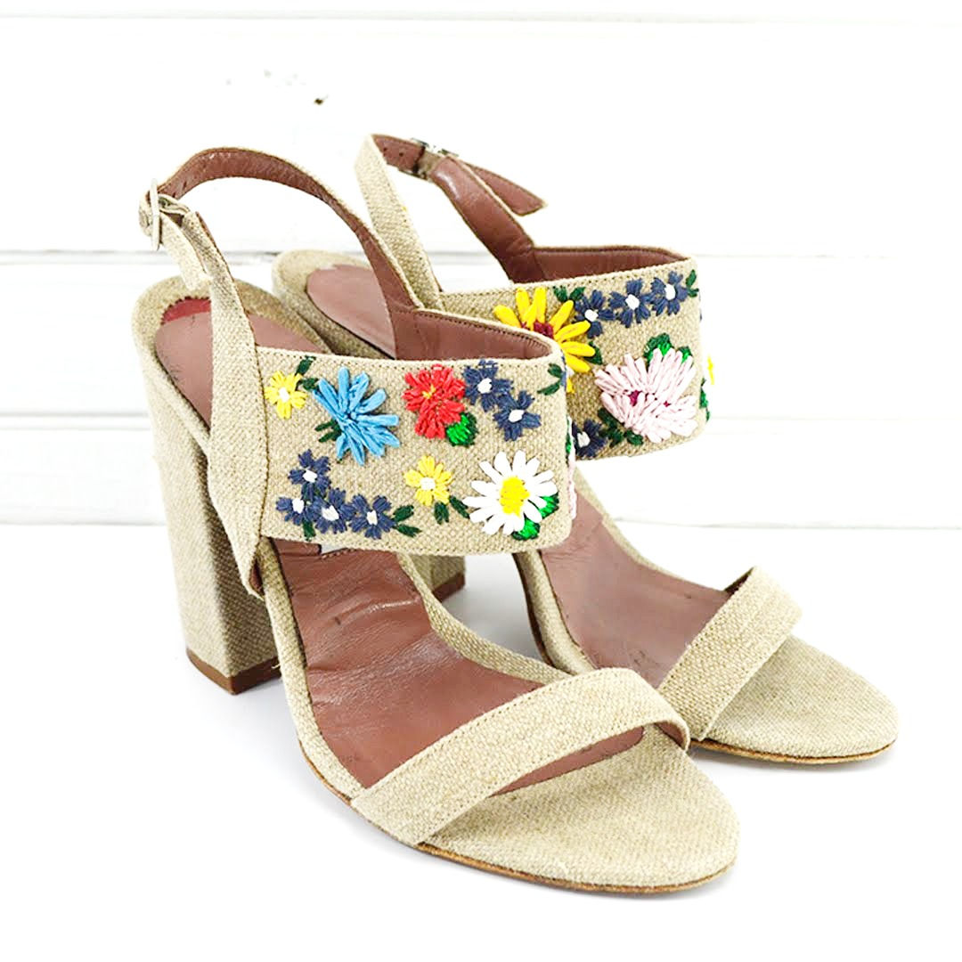 Tabitha Simmons Floral Embroidered Sandal #147-55
