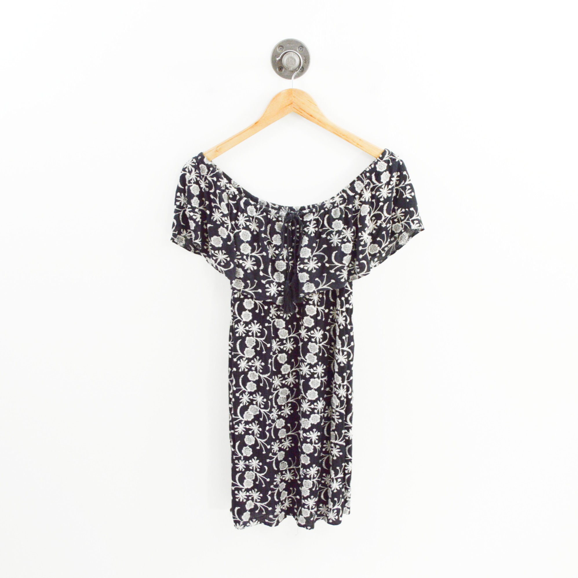 Aqua Off The Shoulder Embroidered Dress #195-35