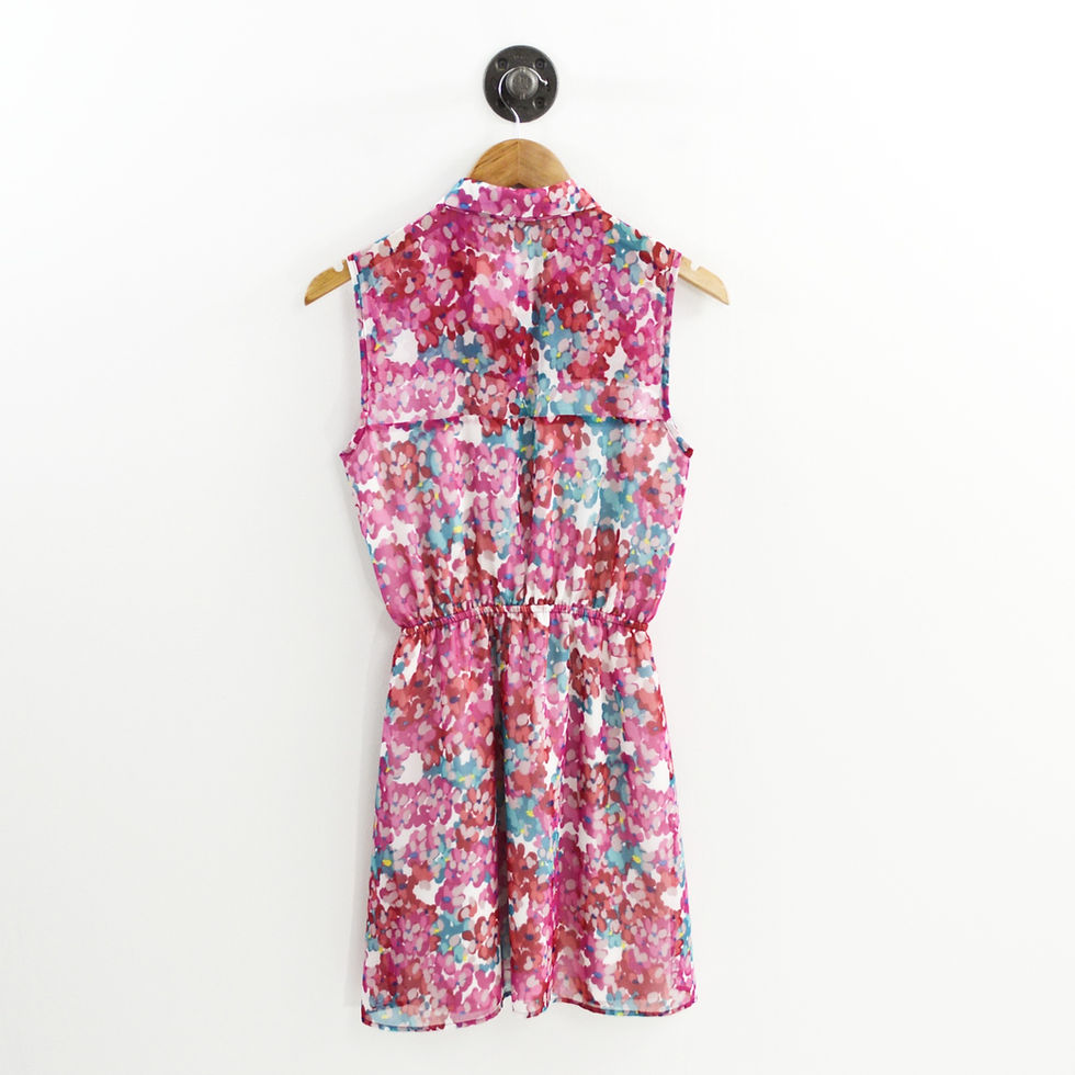 Thumbnail: Aqua Floral Button Down Mini Dress #196-7