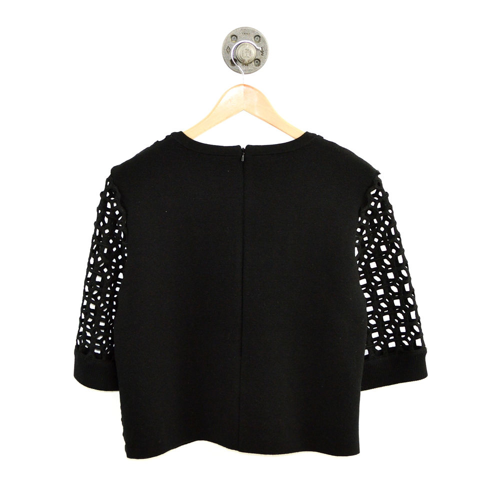 Thumbnail: Lela Rose Macrame Lace Knit Crop Top #126-112