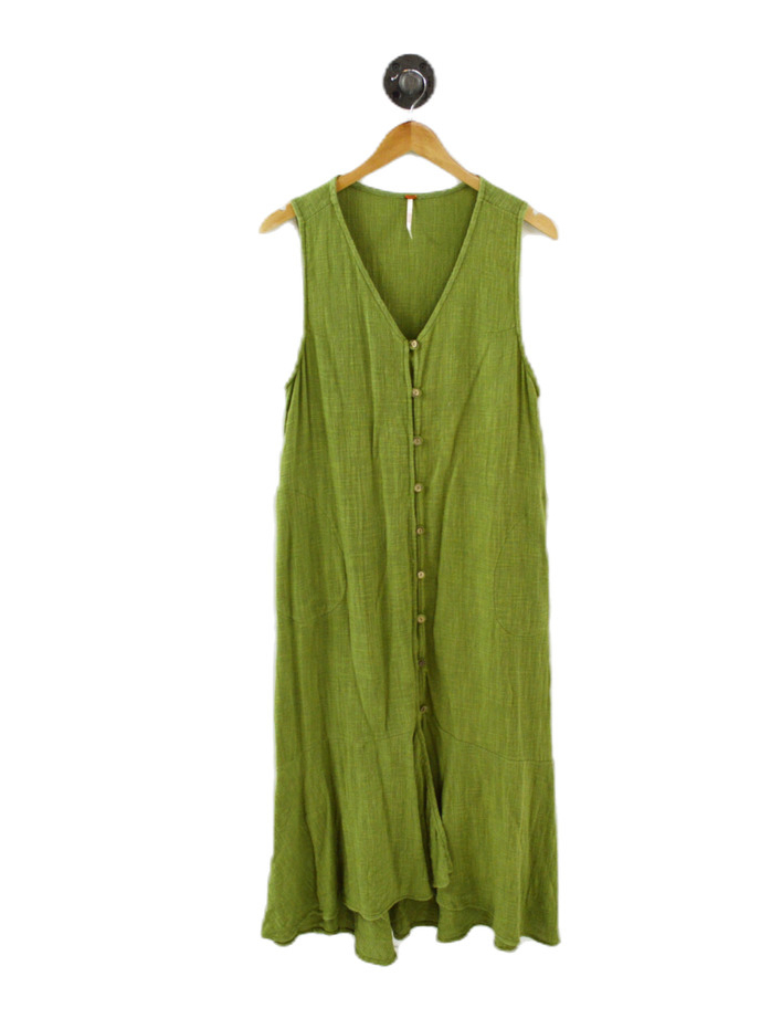 Free People v-neck maxi dress with a high-low hemline in soft cotton