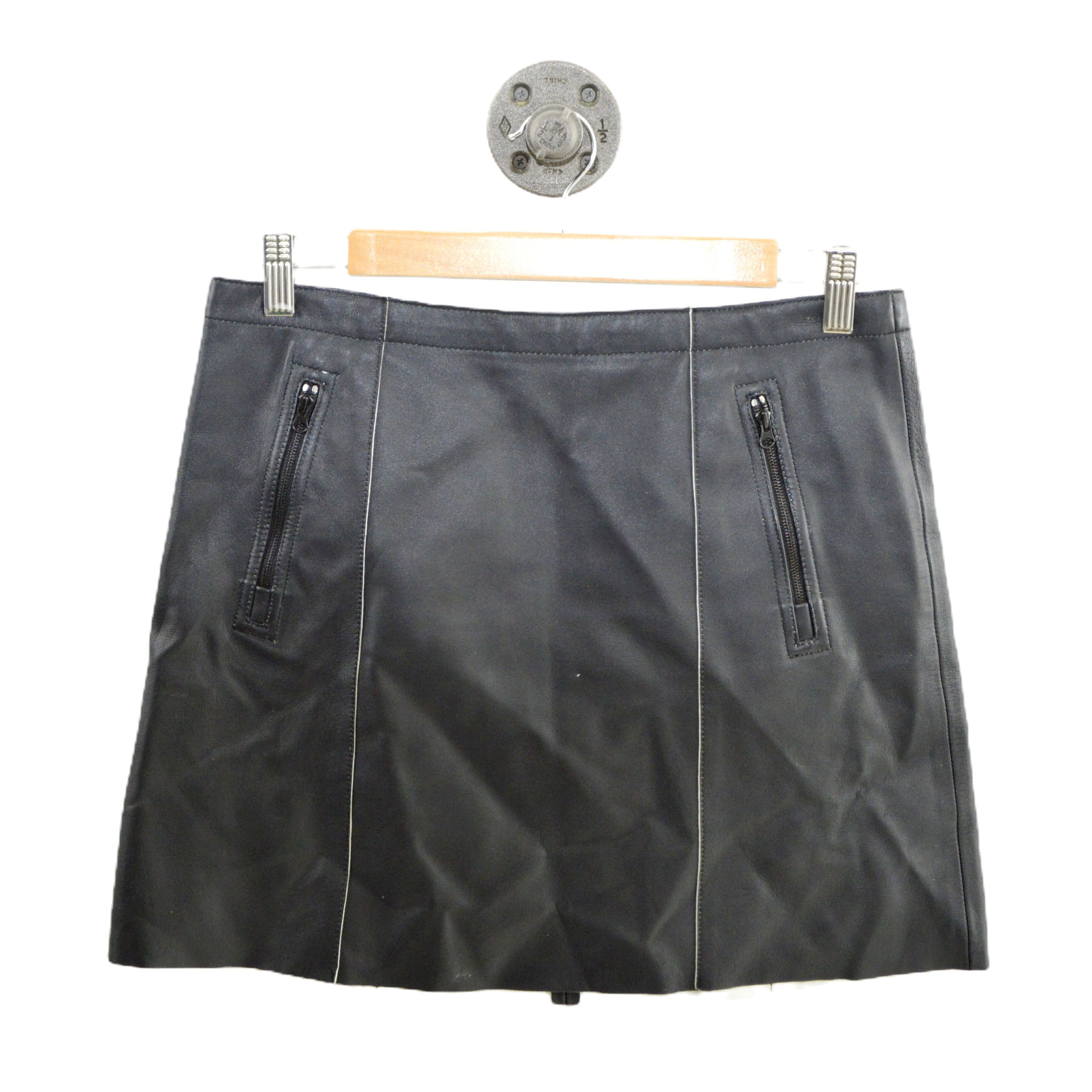 VINCE. Leather Zipper Mini Skirt #127-71