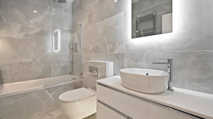 Flat No.1 View of Bathroom with facilities in Victorian House with Three Storey Rear Extension in London Borough of Hammersmith and Fulham