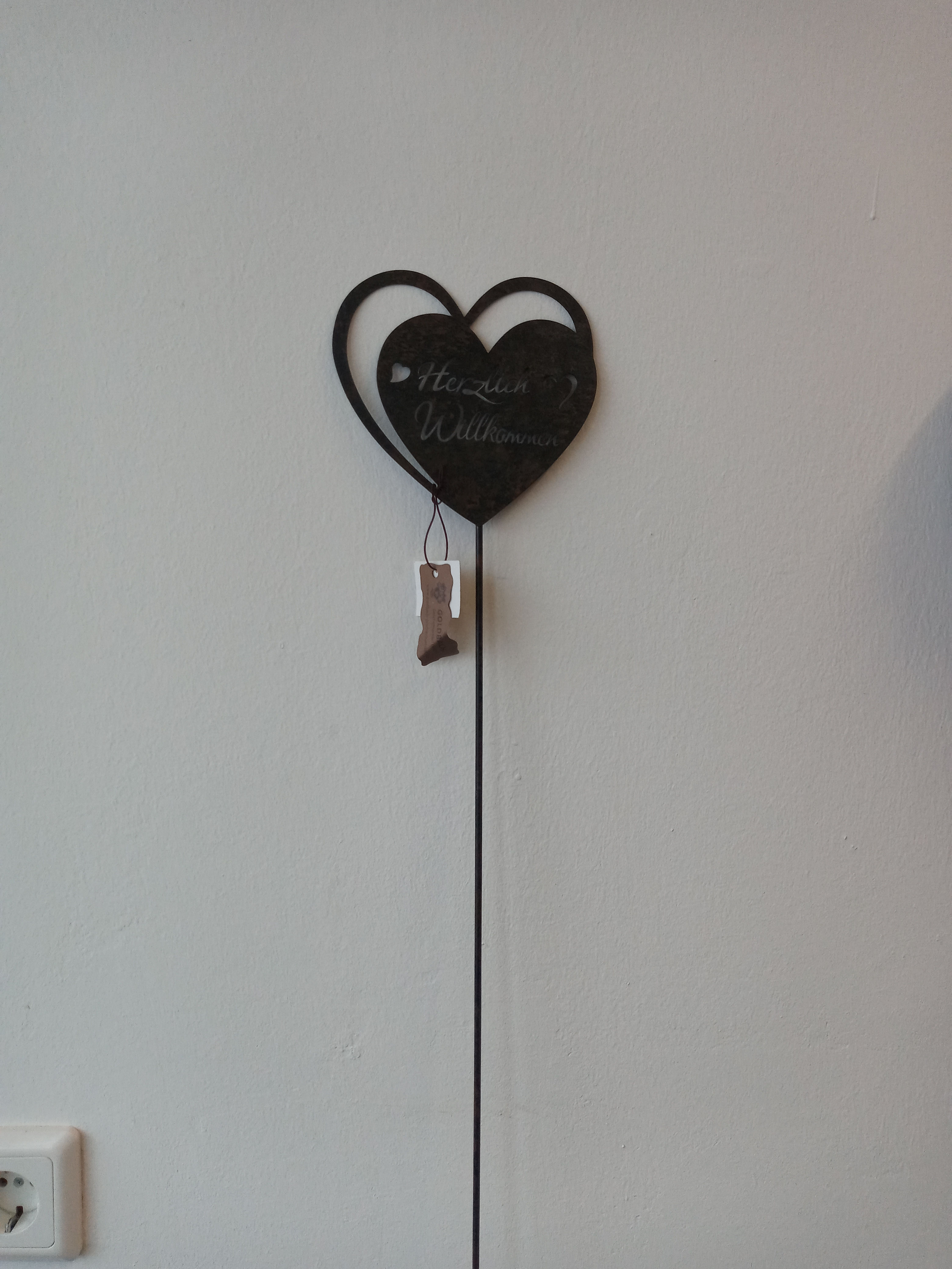 Metallstecker - Herz "Herzlich Willkommen"