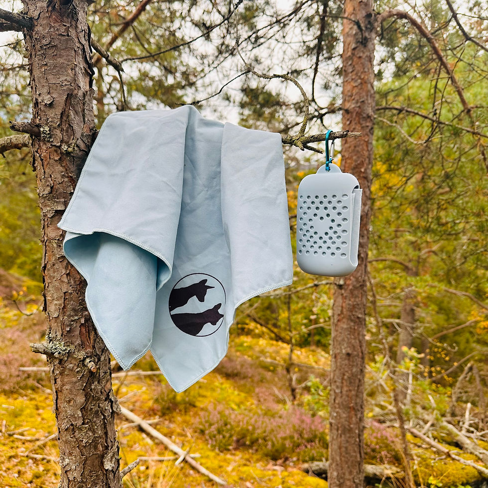 Håndkle til turen med Hundens Helt logo på