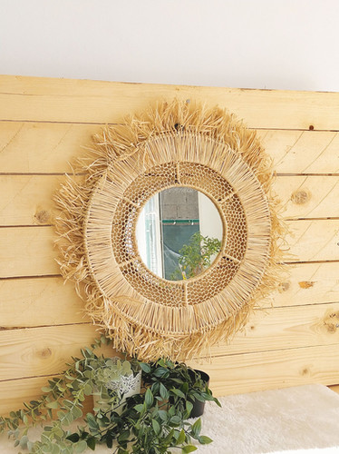 Déco murale en raphia naturel D34cm H90cm Déco murale en raphia naturel D34cm H90cm