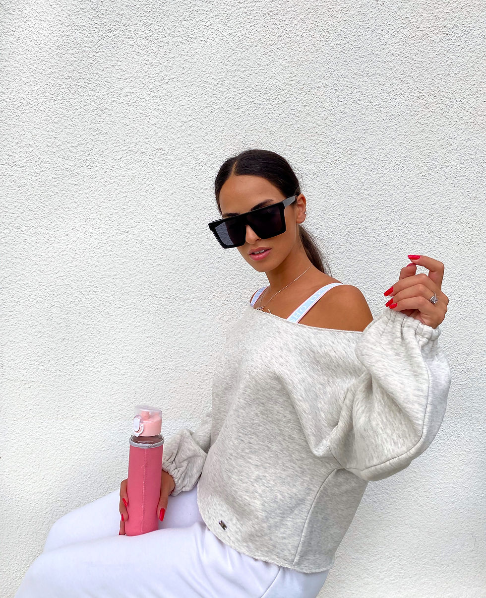 Küçük resim: Gri Kayık Yaka Sweatshirt