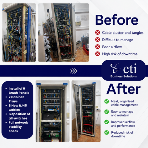 π§ From cable chaos to a clean, organised network cabinet!