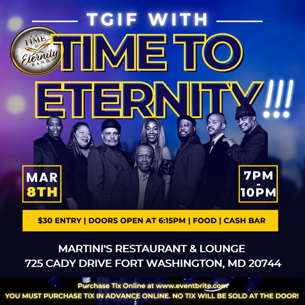 Time to Eternity Band event flyer with band photo and show details.