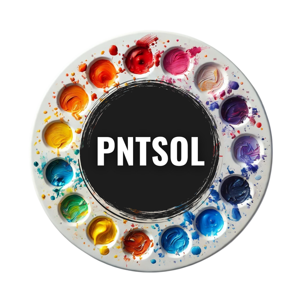 PNTSOL logo with colorful paint palette and bold black center.