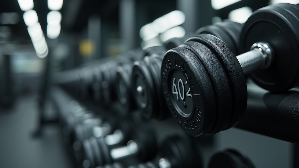 Close-up view of a dumbbell rack in a Perth gym