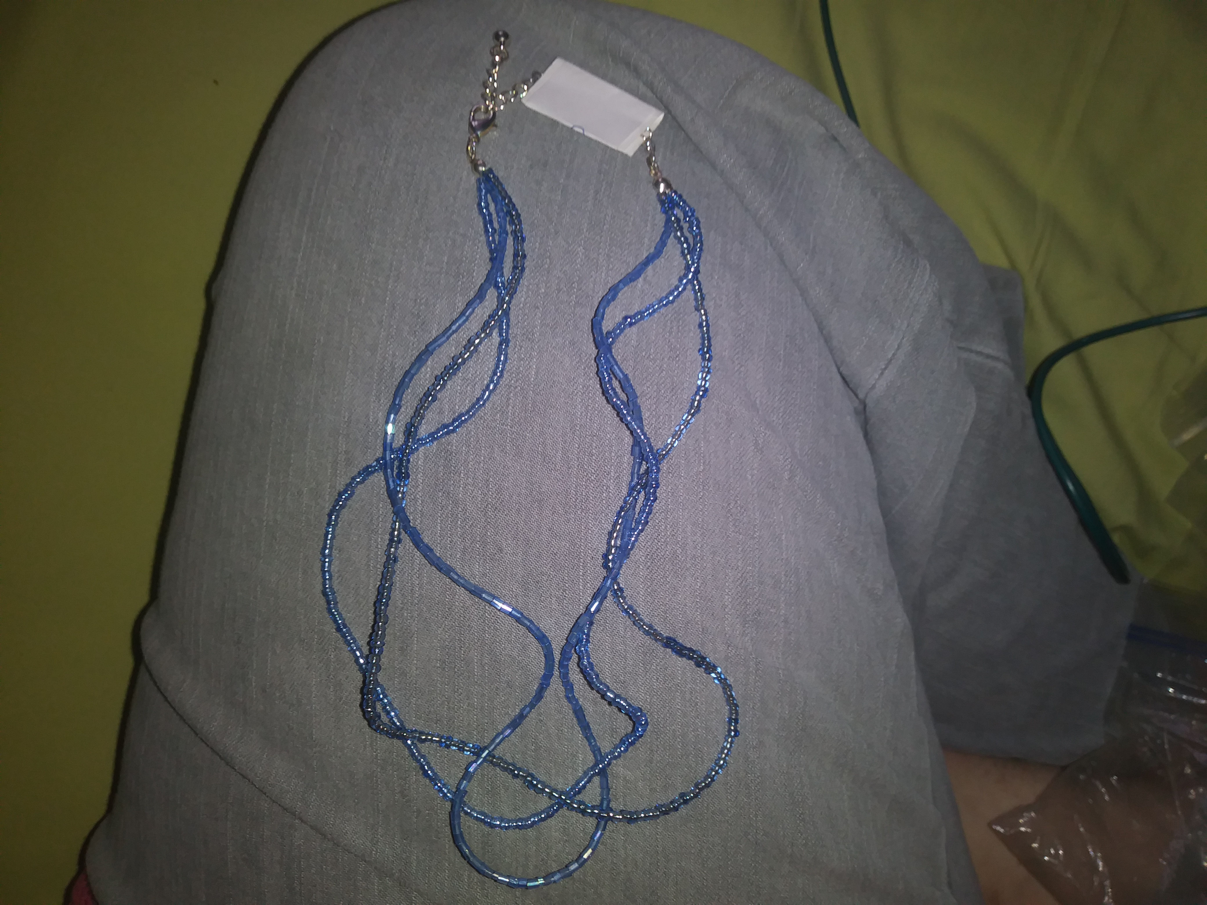 Hand Made Blue Beaded Necklac