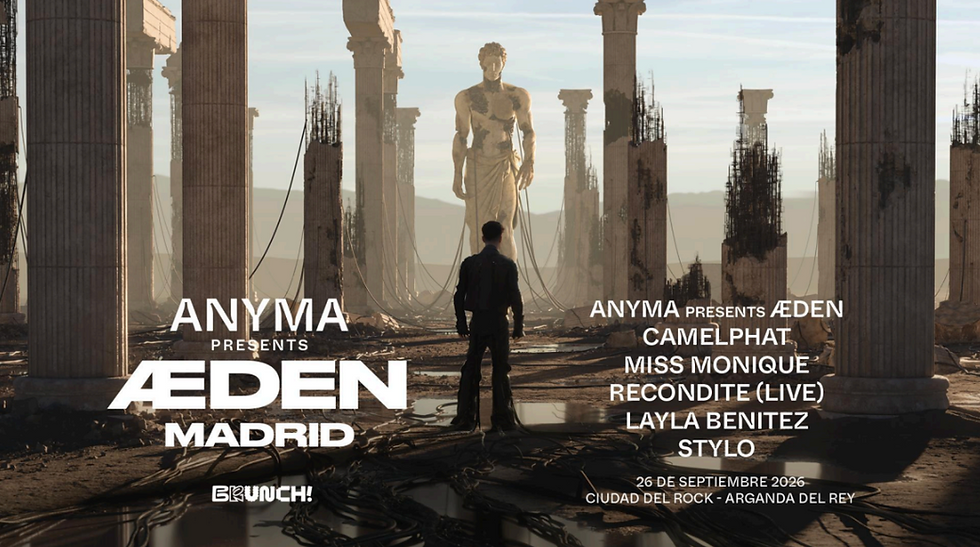 Hay artistas que llenan estadios. Otros llenan pistas de baile. Anyma lleva varios años intentando algo mucho más ambicioso: construir mundos. El próximo 26 de septiembre, Madrid será el escenario de ÆDEN, la nueva superproducción audiovisual del creador italiano-estadounidense Matteo Milleri, que aterriza en Ciudad del Rock (Arganda del Rey) con una única fecha en la capital bajo el sello de Brunch Electronik. Después de conquistar escenarios en Coachella, deslumbrar a miles de personas en Shanghái, agotar entradas en Londres y Bruselas y convertirse en una de las experiencias imprescindibles del verano en Ibiza, el espectáculo llega a España con un cartel que confirma que no se trata de un simple concierto: es una declaración de intenciones.