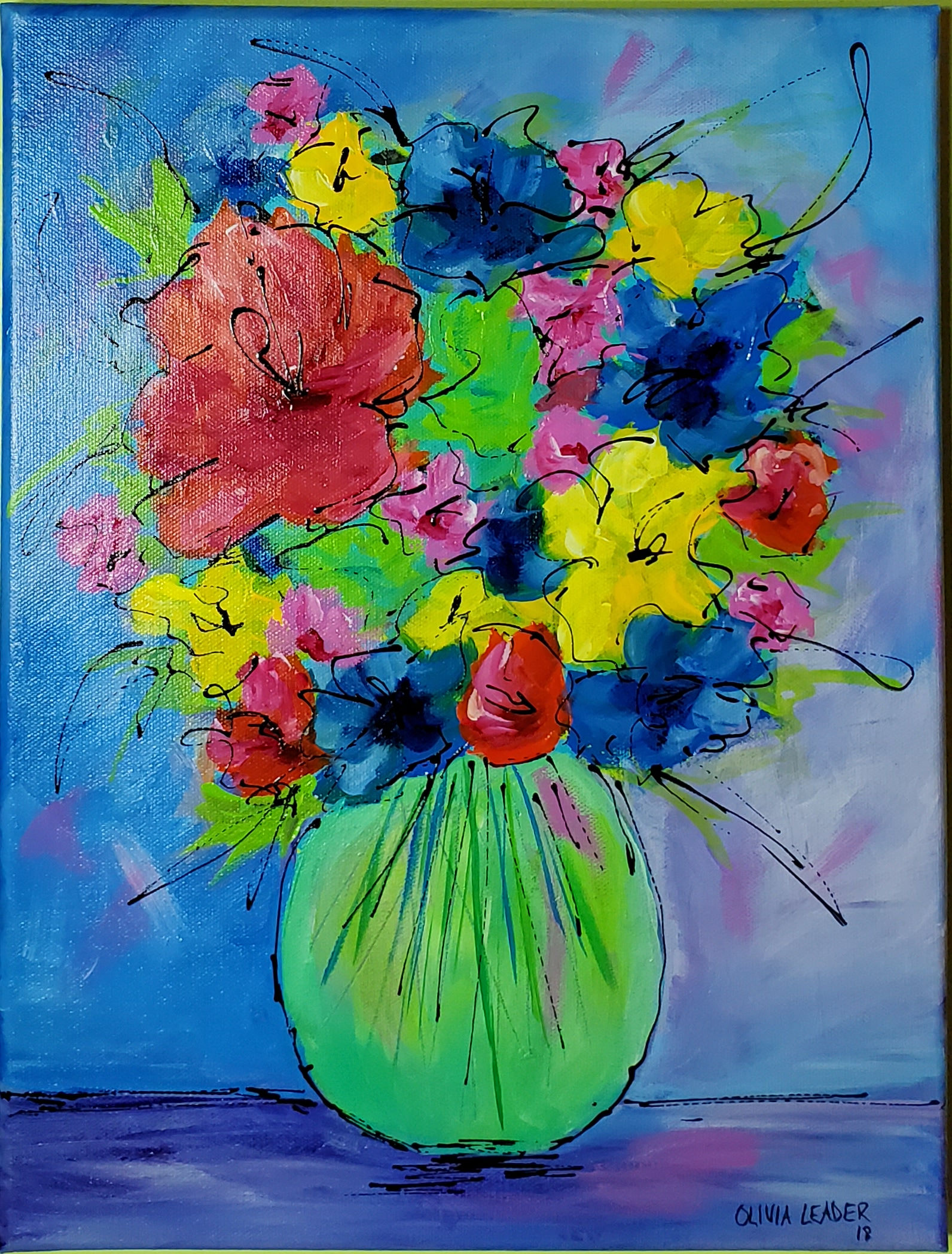 abstract floral painting olivia leader